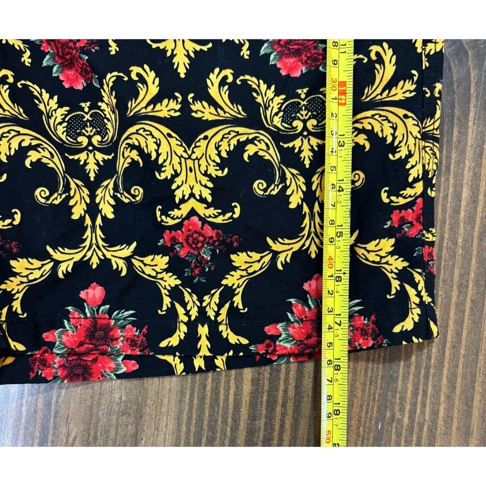 CACTUS MAN Ricky Singh Mens Large Black‎ Gold Red Floral Drawstring Shorts